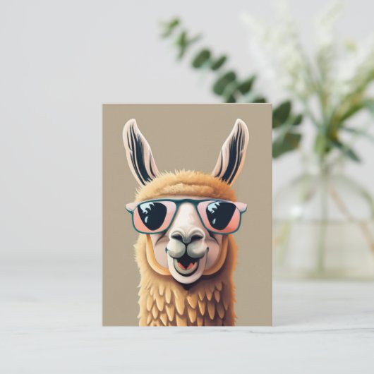 Funny Llama Alpaca Niedliche Tiere Brillen Postkarte (Stehend Vorderseite)