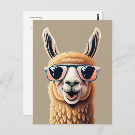 Funny Llama Alpaca Niedliche Tiere Brillen Postkarte (Vorne/Hinten)