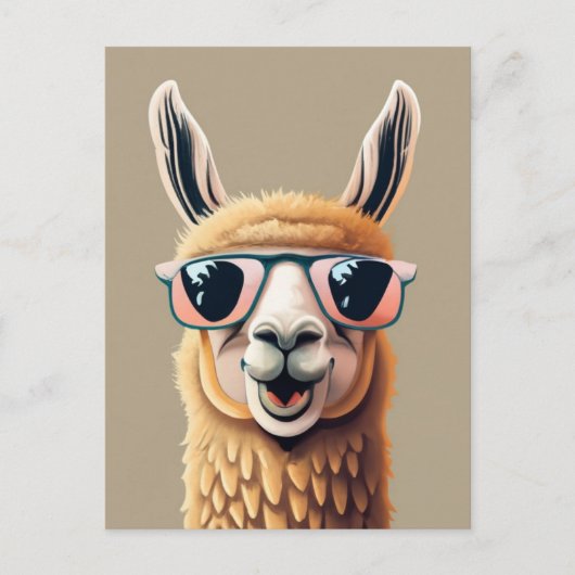 Funny Llama Alpaca Niedliche Tiere Brillen Postkarte (Vorderseite)
