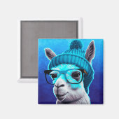 Funny Llama Alpaca Niedlicher Tiere Beanie Hat Gla Magnet (Vorderseite/Rückseite)