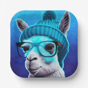 Funny Llama Alpaca Niedlicher Tiere Beanie Hat Gla Pappteller