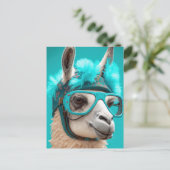 Funny Llama Alpaca Niedlicher Tiere Hats Glasses Postkarte (Stehend Vorderseite)