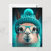 Funny Llama Alpaca Niedlicher Tiere Hats Glasses Postkarte (Vorne/Hinten)