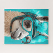 Funny Llama Alpaca Niedlicher Tiere Hats Glasses Puzzle (Horizontal)