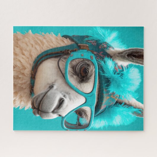 Funny Llama Alpaca Niedlicher Tiere Hats Glasses Puzzle (Horizontal)