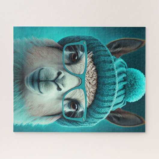 Funny Llama Alpaca Niedlicher Tiere Hats Glasses Puzzle (Horizontal)