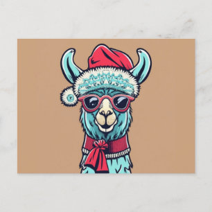 Funny Llama Alpaca Niedlicher Tiere Weihnachtsmann Postkarte