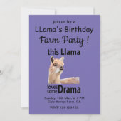 Funny Llama Animal Birthday Farm Party Einladung (Vorderseite)