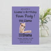 Funny Llama Animal Birthday Farm Party Einladung (Stehend Vorderseite)