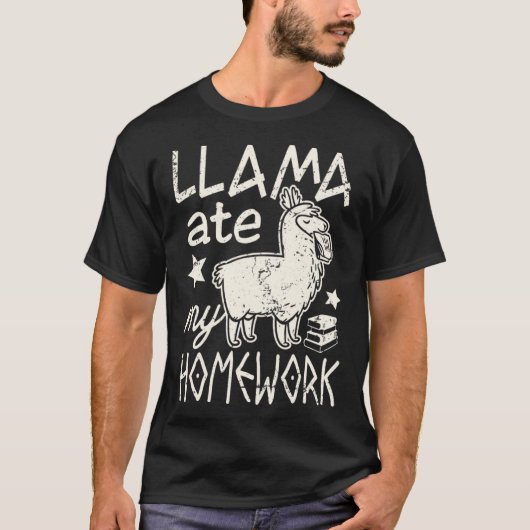 Funny Llama Ate My Hausaufgaben Alpaca T-Shirt für (Vorderseite)