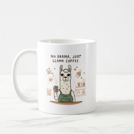 Funny Llama Barista Coffee Mug – “No Drama, Mug gi Kaffeetasse (Links)