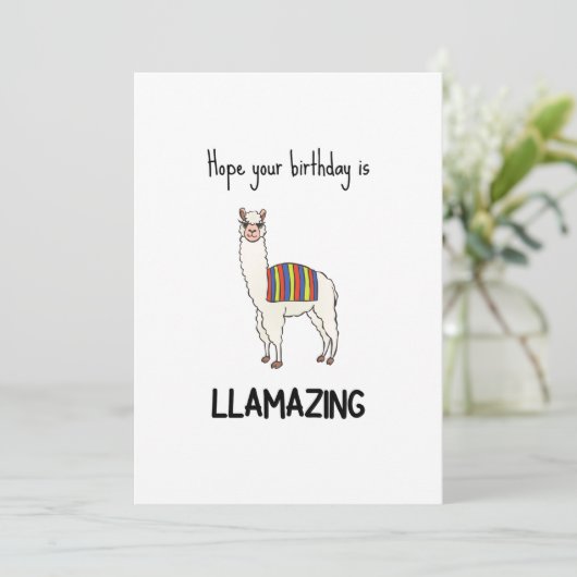 Funny Llama Birthday Card (Stehend Vorderseite)