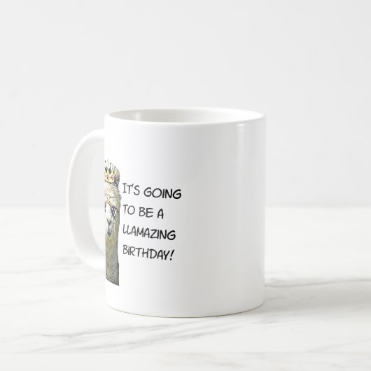 Funny Llama Birthday Tasse (Vorderseite Links)
