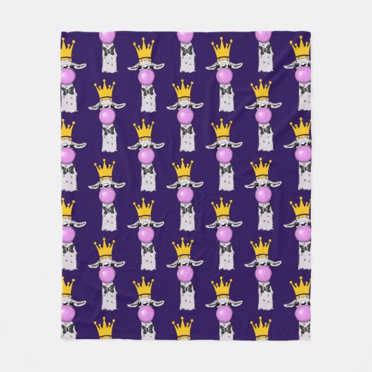 Funny Llama bläst ein rosa Blasen Muster Fleecedecke (Vorderseite)