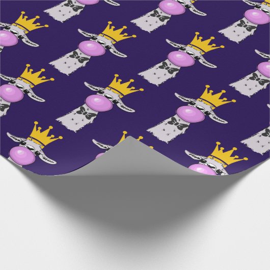 Funny Llama bläst ein rosa Blasen Muster Geschenkpapier (Ecke)