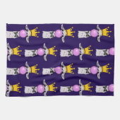 Funny Llama bläst ein rosa Blasen Muster Geschirrtuch (Horizontal)