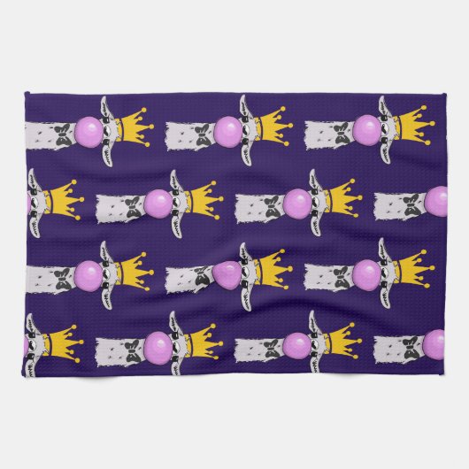 Funny Llama bläst ein rosa Blasen Muster Geschirrtuch (Horizontal)