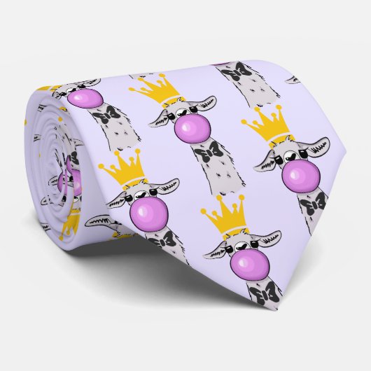 Funny Llama bläst ein rosa Blasen Muster Krawatte (Gerollt)