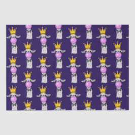 Funny Llama bläst ein rosa Blasen Muster Seidenpapier