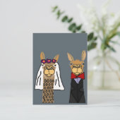 Funny Llama Bride und Groom Wedding Art Postkarte (Stehend Vorderseite)