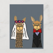 Funny Llama Bride und Groom Wedding Art Postkarte (Vorderseite)