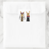 Funny Llama Bride und Groom Wedding Art Quadratischer Aufkleber (Tasche)