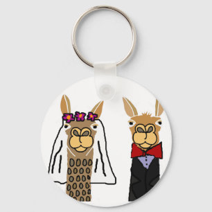 Funny Llama Bride und Groom Wedding Art Schlüsselanhänger