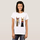 Funny Llama Bride und Groom Wedding Art T-Shirt (Vorne ganz)