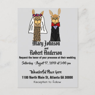 Funny Llama Bride und Groom Wedding Einladung