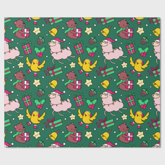 Funny Llama Christmas Geschenkpapier (Flach)