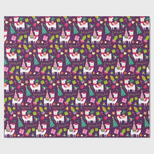 Funny Llama Christmas Geschenkpapier (Flach)