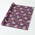 Funny Llama Christmas Geschenkpapier<br><div class="desc">Lama,  Bär und Küken</div>