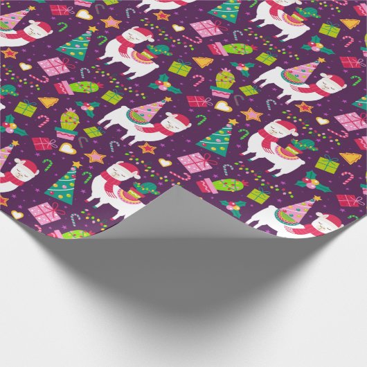 Funny Llama Christmas Geschenkpapier (Ecke)