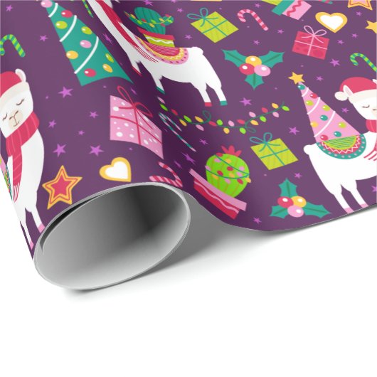Funny Llama Christmas Geschenkpapier (Rolleneckpunkt)