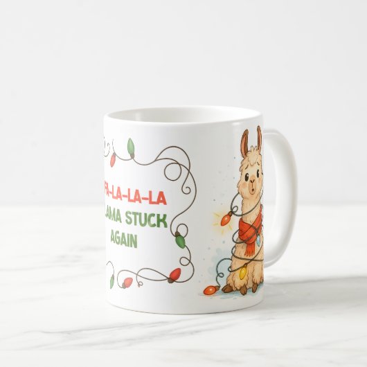 Funny Llama Christmas Lights Mug Kaffeetasse (VorderseiteRechts)