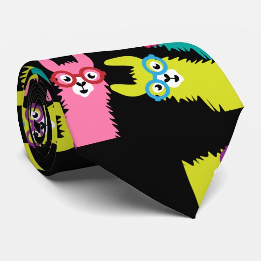 Funny Llama Colorful Camelid Krawatte (Gerollt)