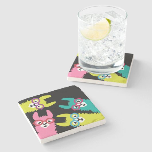 Funny Llama Colorful Camelid Steinuntersetzer (Seitenansicht)