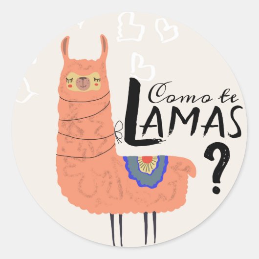 Funny Llama Como Te Llamas Runder Aufkleber (Vorderseite)