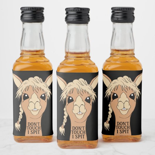 Funny Llama Don't Touch I Spit Alkoholflaschenetikett (Flaschen)
