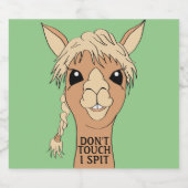 Funny Llama Don't Touch I Spit | Grün Bierflaschenetikett (Einzelnes Label)