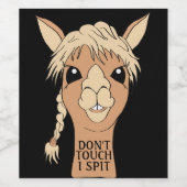 Funny Llama Don't Touch I Spit Weinetikett (Einzelnes Label)