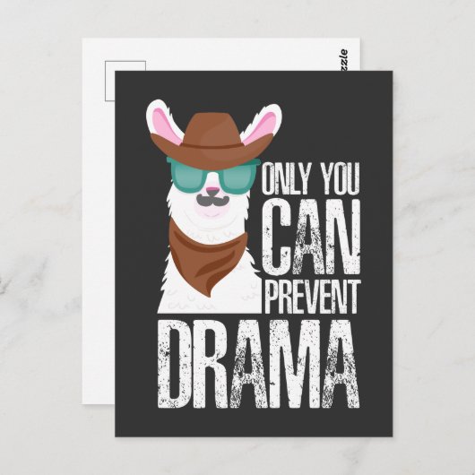 Funny Llama Drama Alpaca Pun Animal Postkarte (Vorne/Hinten)