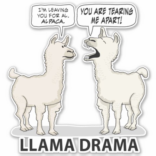 Funny Llama Drama Aufkleber (Vorderseite)