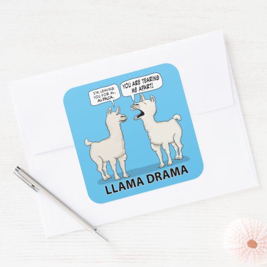 Funny Llama Drama Quadratischer Aufkleber (Umschlag)