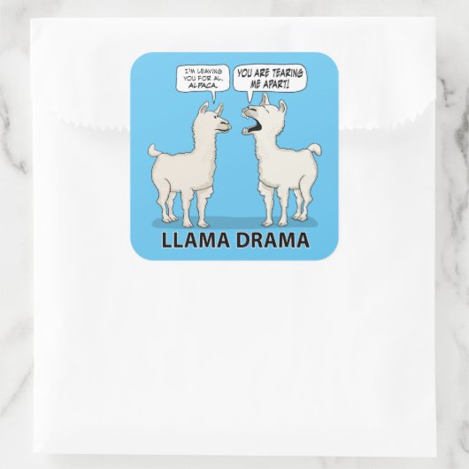 Funny Llama Drama Quadratischer Aufkleber (Tasche)