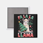 Funny Llama Eating Christmas Tree Fala Lala  Magnet (Vorderseite/Rückseite)