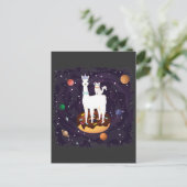 Funny Llama Einhorn mit Katze auf einer Donut Gala Postkarte (Stehend Vorderseite)