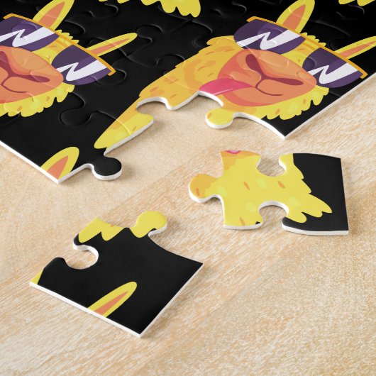Funny Llama Gesicht mit Brillenmuster Puzzle (Seite)