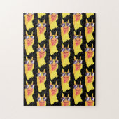 Funny Llama Gesicht mit Brillenmuster Puzzle (Vertikal)
