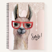 Funny Llama Girly Pink Glitzer Notizblock (Vorderseite)